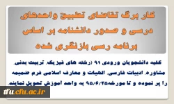 کار برگ تقاضای تطبیق واحدهای درسی و صدور دانشنامه بر اساس برنامه رسی بازنگری شده 2