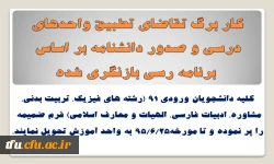 کار برگ تقاضای تطبیق واحدهای درسی و صدور دانشنامه بر اساس برنامه رسی بازنگری شده 2