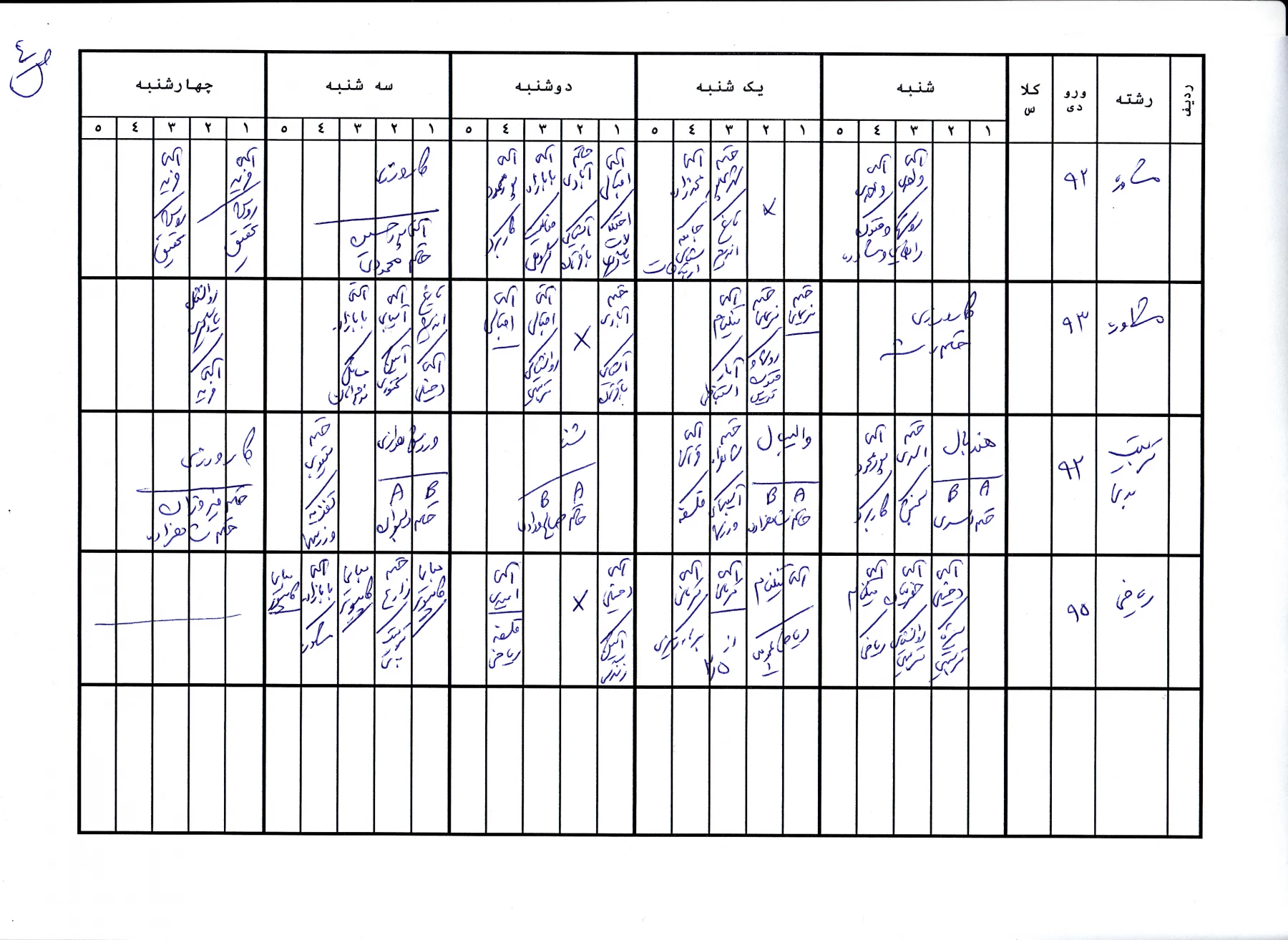 برنامه کلاسی ترم اول سال تحصیلی 96 - 95 6