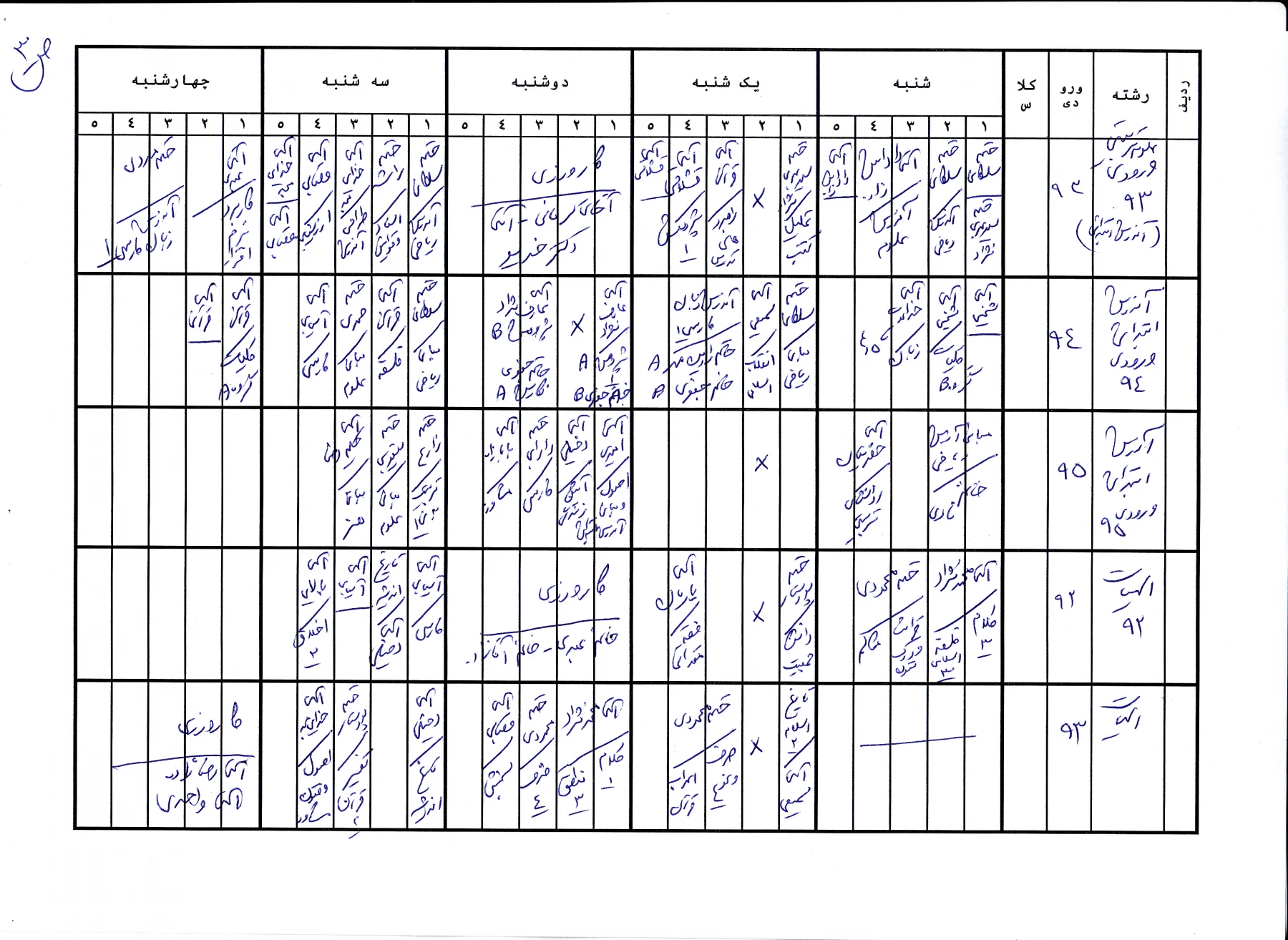 برنامه کلاسی ترم اول سال تحصیلی 96 - 95 5