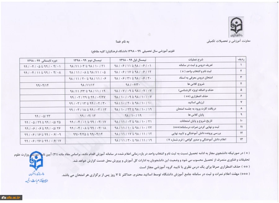 تقویم آموزشی مصوب  سال تحصیلی 99-1398


 2