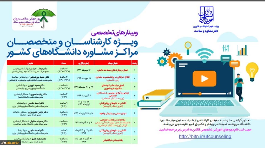وبینار های تخصصی ویژه اساتید و کارشناسان و متخصصان حوزه روانشناسی و مشاوره  2