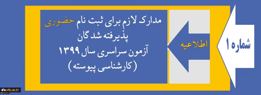 مدارک لازم برای ثبت نام حضوری پذیرفته شدگان آزمون سراسری سال 1399 (کارشناسی پیوسته) 2
