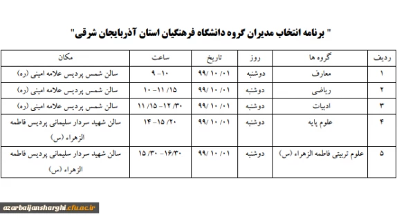 برنامه انتخاب مدیران گروه دانشگاه فرهنگیان استان آذربایجان شرقی 3