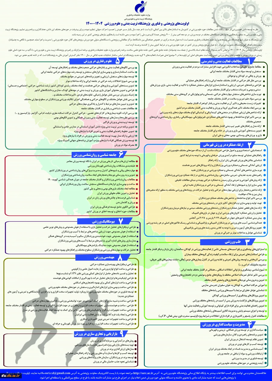 اولویت های پژوهشی و فناوری پژوهشگاه تربیت بدنی و علوم ورزشی وزارت علوم و تحقیقات