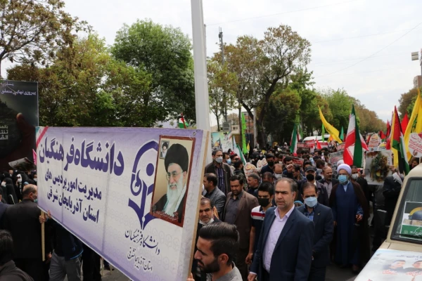 حضور پرشور دانشگاهیان دانشگاه فرهنگیان استان آذربایجان شرقی در راهپیمایی روز قدس 2